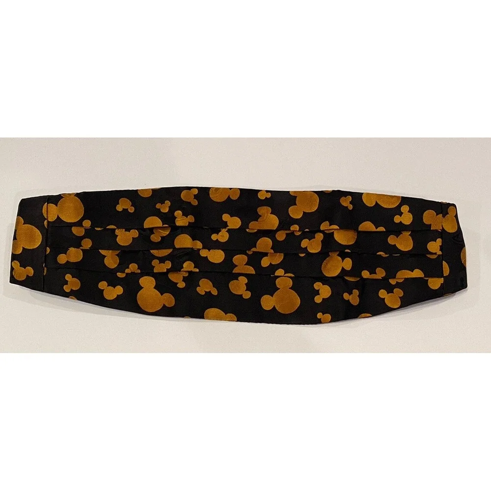 Disney Mickey Mouse Head Gold Black Silk Cummerbund Theodora Adjustable